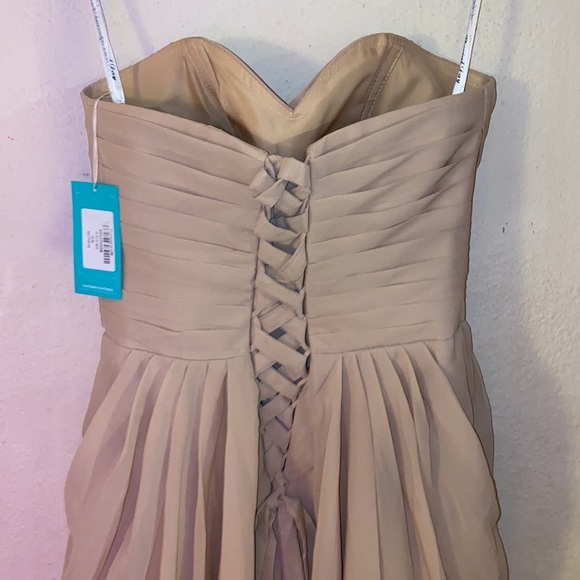 Strapless back lacing flowy mini formal dress - Picture 8 of 12